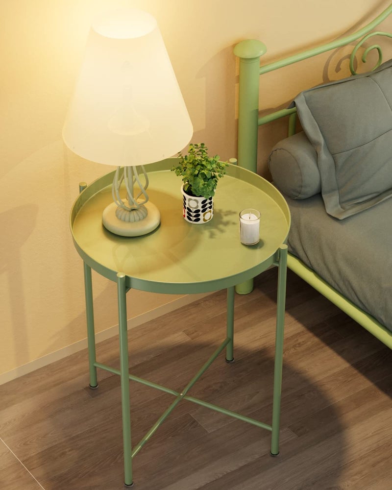 EKNITEY Small Side End Table - Metal Side Table Waterproof Small Sofa Coffee Side Tables Bedroom Indoor Outdoor with Removable Tray for Living Room Bedroom Balcony and Office - Image 3
